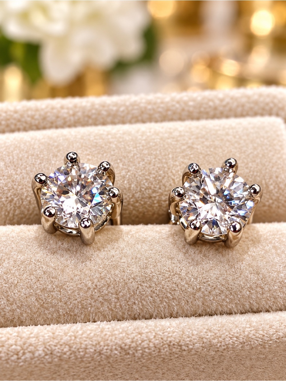 NEW 1 TCW (0.5 Ct ea) Moissanite Lab Created Diamond Sterling Silver Earrings